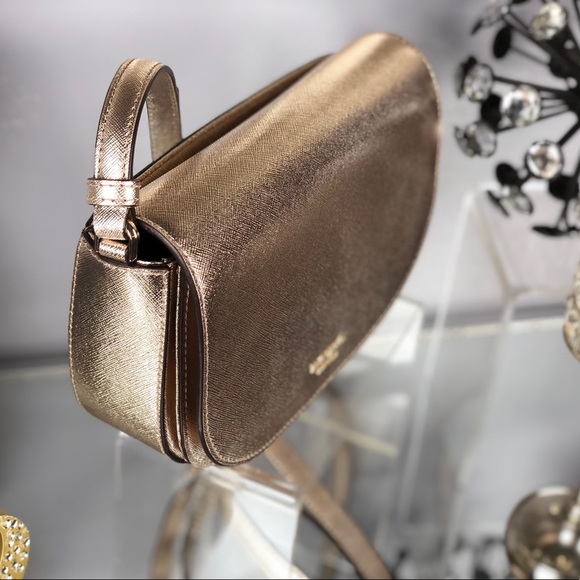 Kate Spade Reiley Metallic Blush Flap Crossbody - Picture 5 of 8